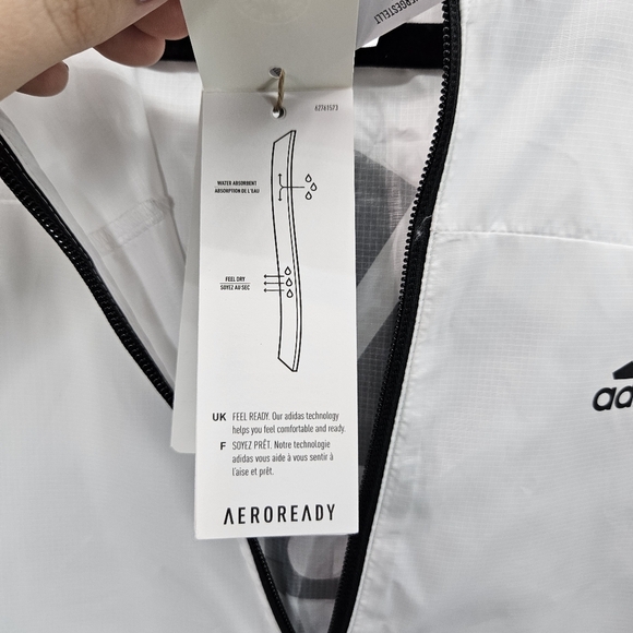 ADIDAS Women's Aeroready White and Black Windbreaker Running Jacket Size Small - Picture 6 of 12